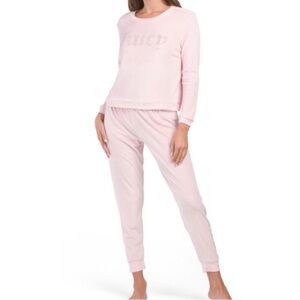 Juicy Couture Rhinestone Logo Fleece Crew Neck Pajama Set